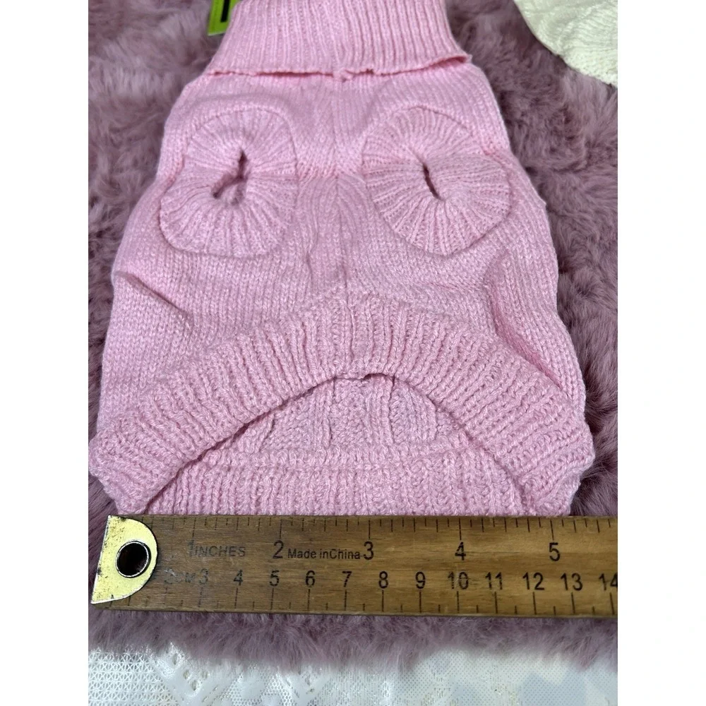 2 Pack Dog Sweaters for Small Dogs Winter Turtleneck Pink And Cream (xs-small)‎